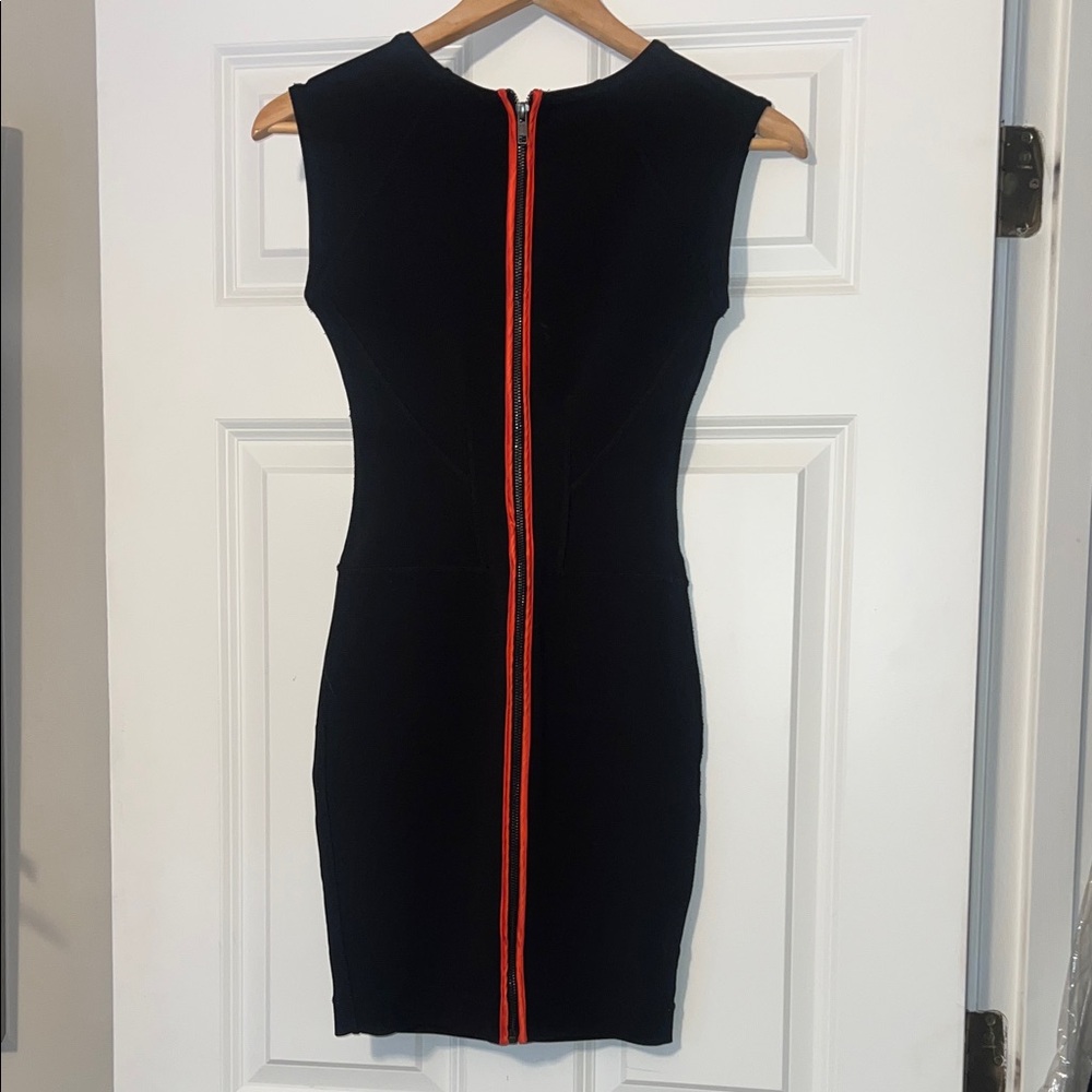 French Connection Black Dress with Red Zipper